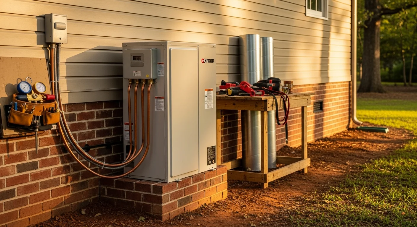 HVAC technician servicing a residential heating and cooling system