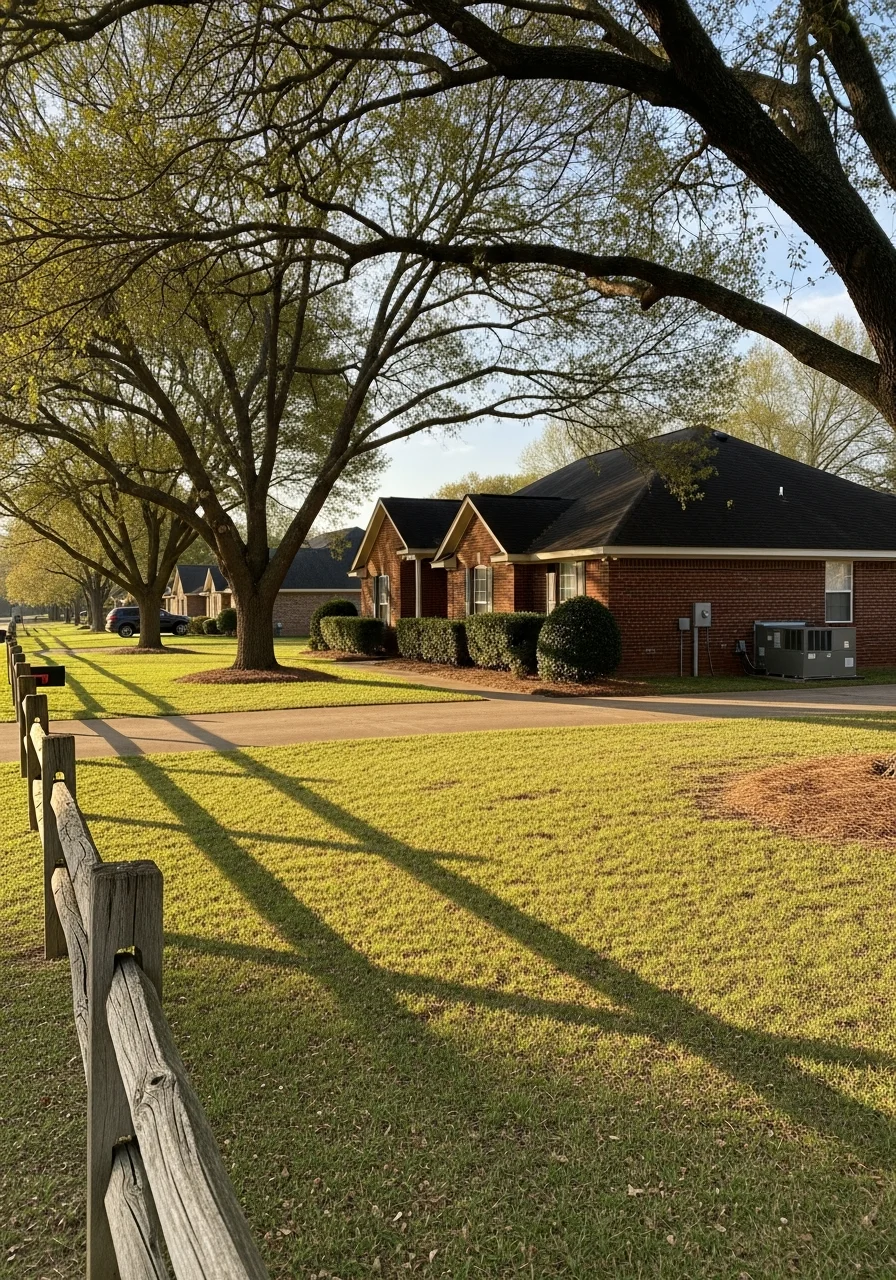 Portrait view of a Weaver property showing home exterior and landscaping details.